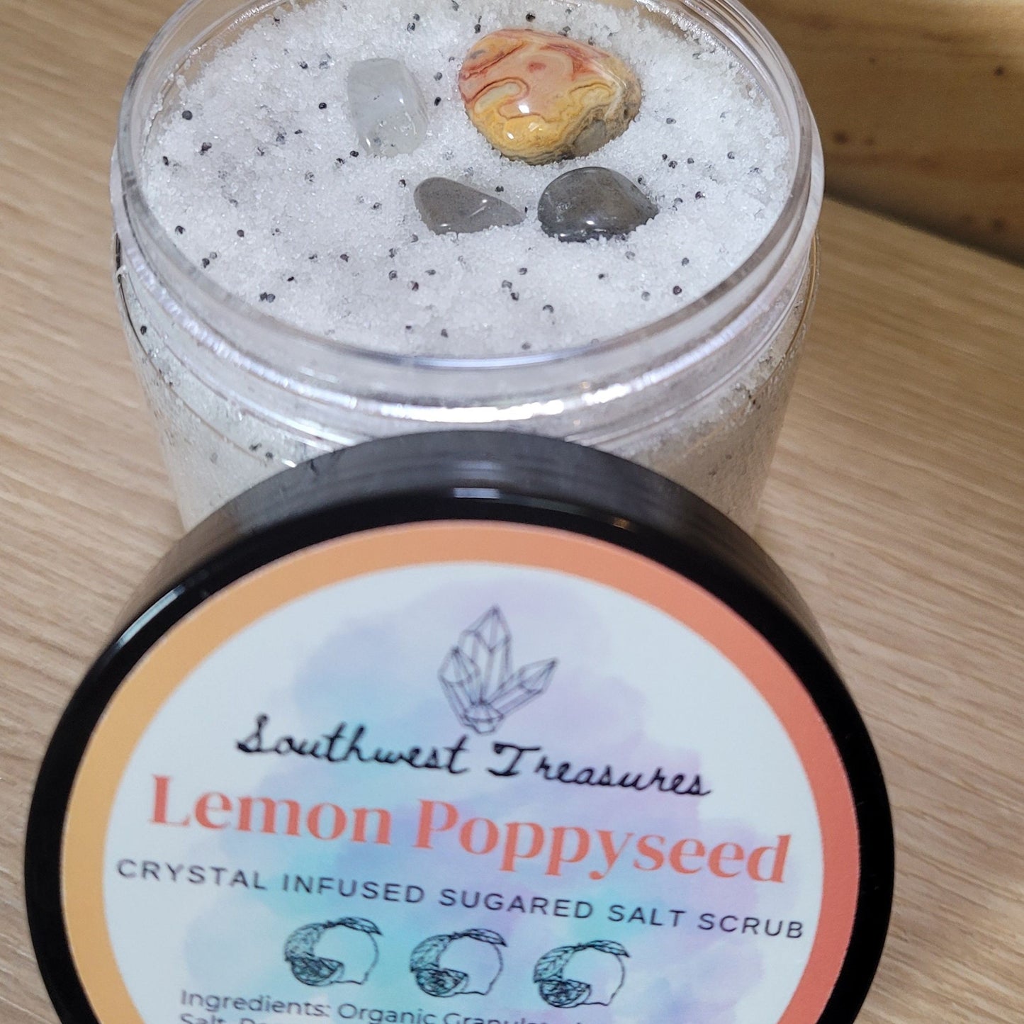 Lemon Poppyseed - Crystal Infused Sugared Salt Scrub