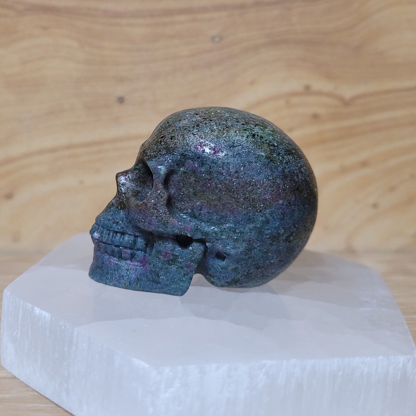 Ruby in Kyanite 2" Skull