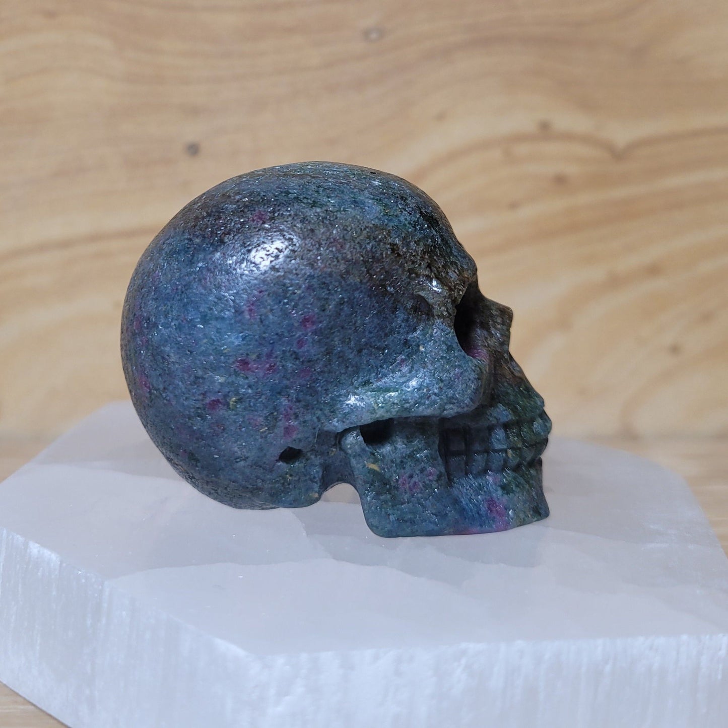 Ruby in Kyanite 2" Skull