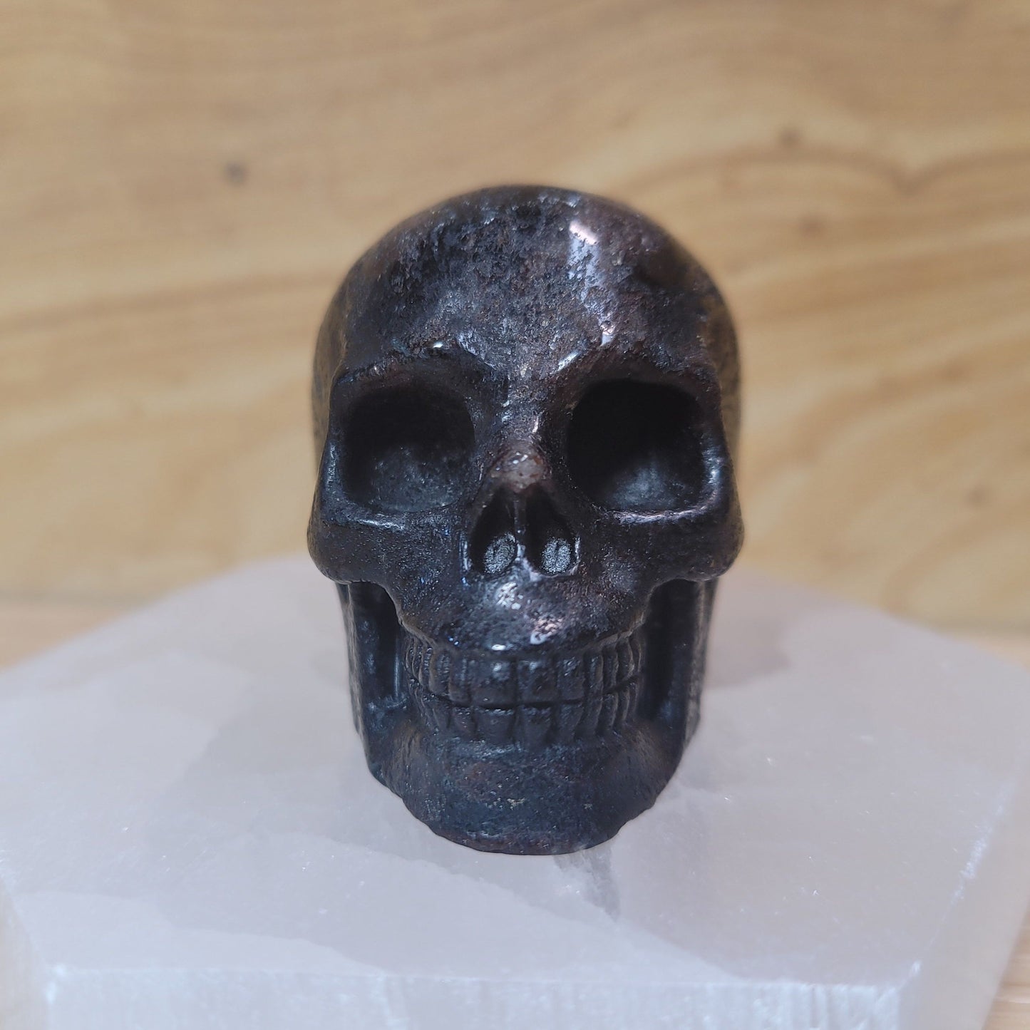 Russian Arfvedsonite w Garnet 2" Skull