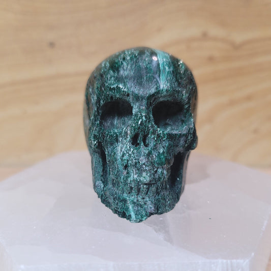 Green Fuschite w Mica 2" Skull