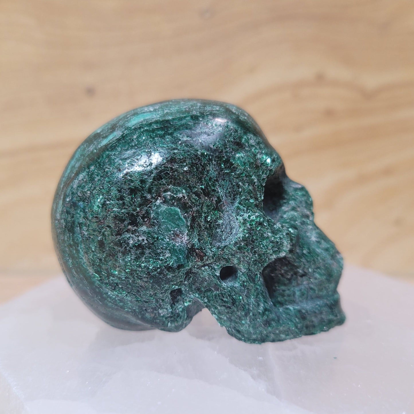 Green Fuschite w Mica 2" Skull