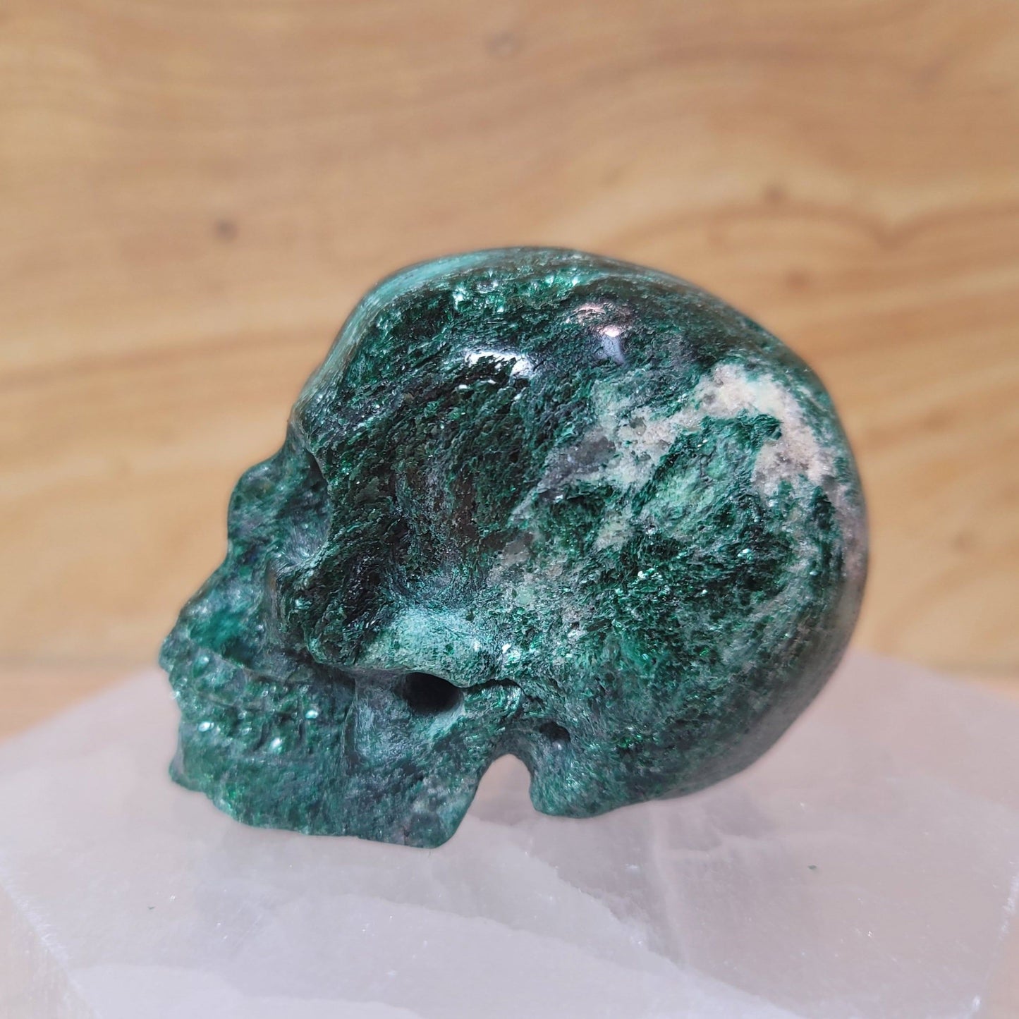 Green Fuschite w Mica 2" Skull