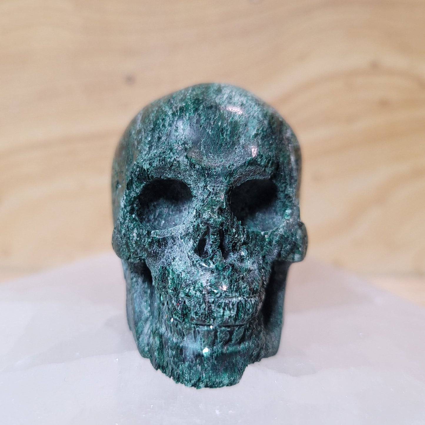 Green Fuschite w Mica 2" Skull