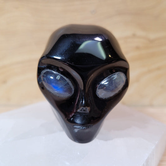 Obsidian w Labradorite 2" Alien