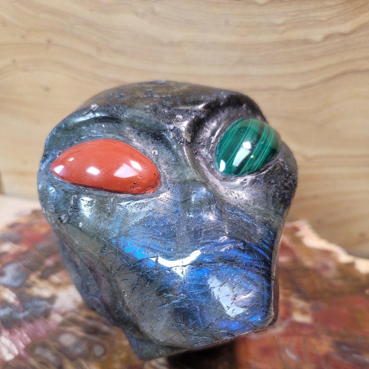 Labradorite w Malachite/Red Jasper 4.2" Alien