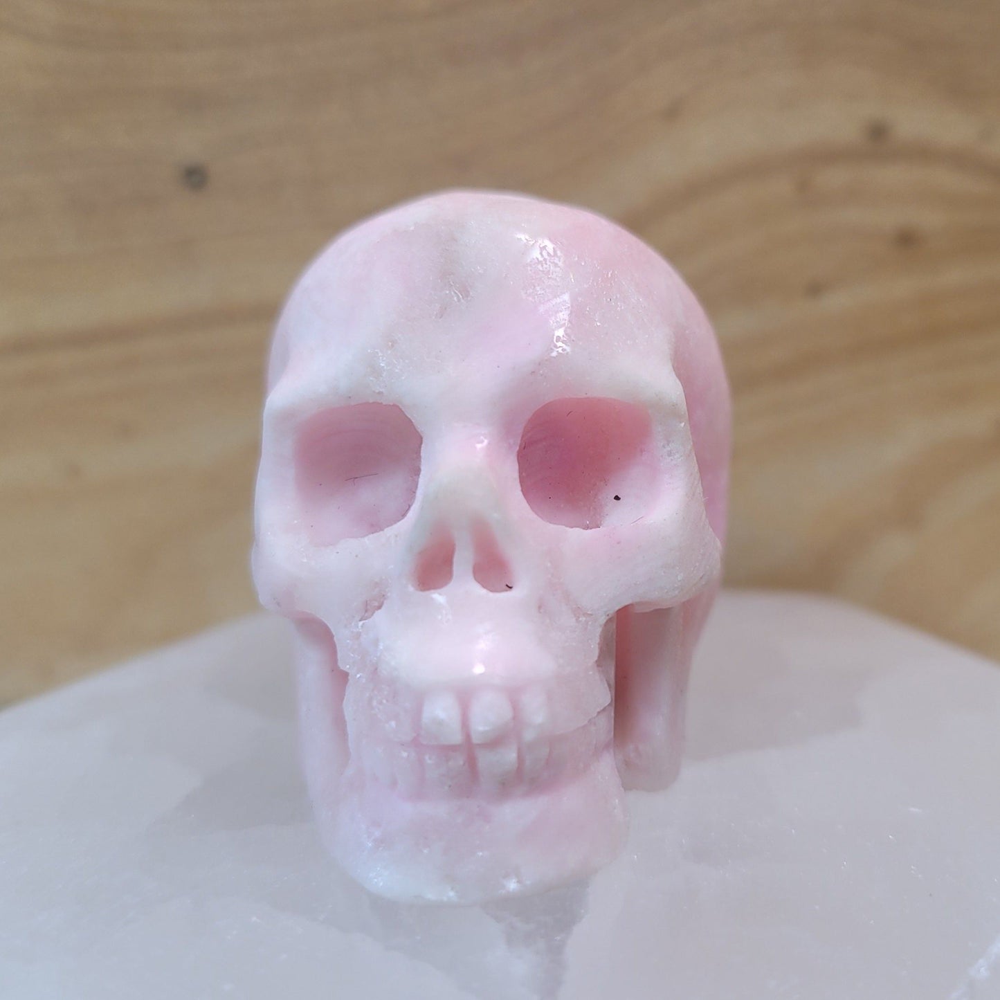 Pink Aragonite 2" Skull