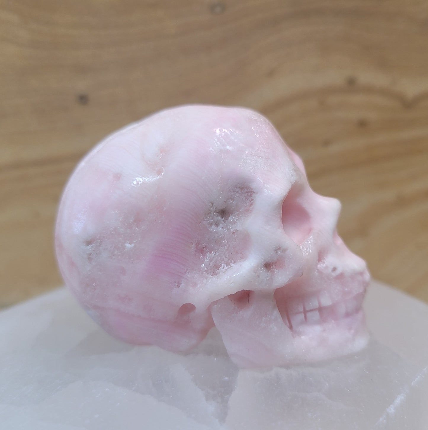 Pink Aragonite 2" Skull