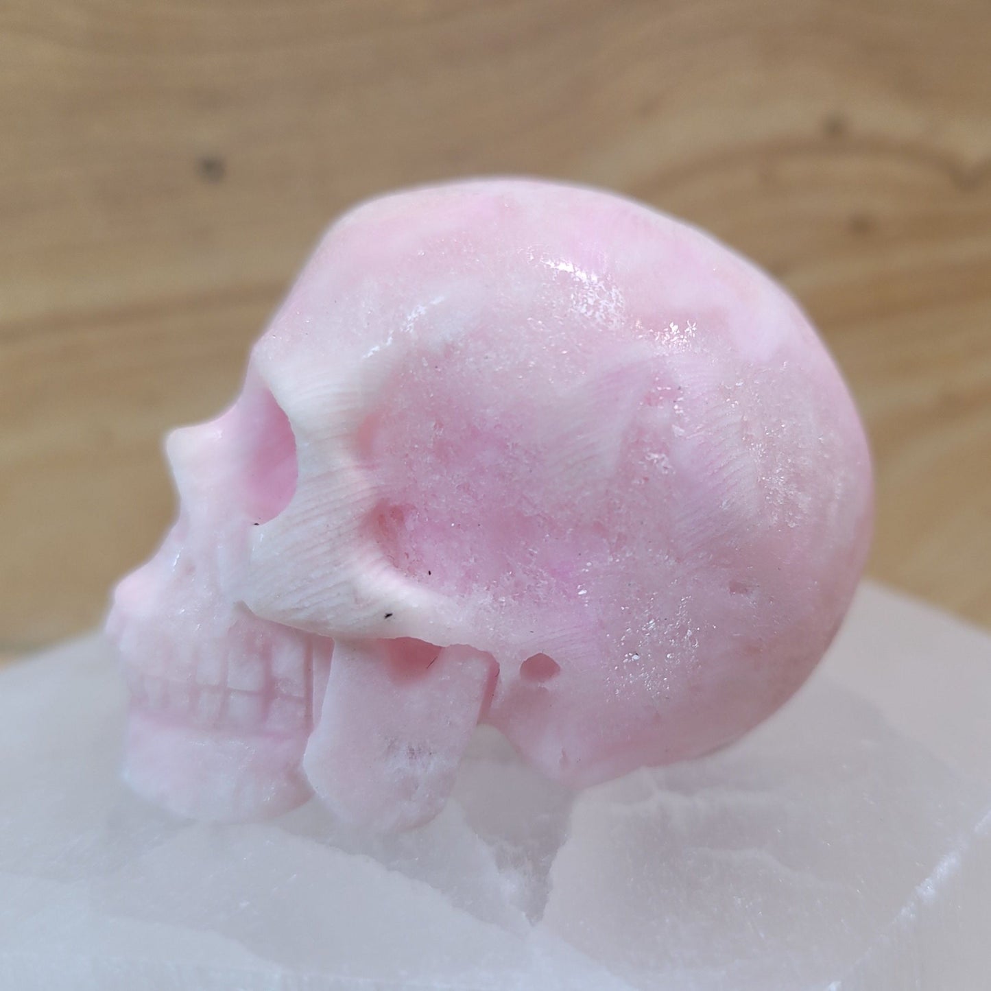 Pink Aragonite 2" Skull