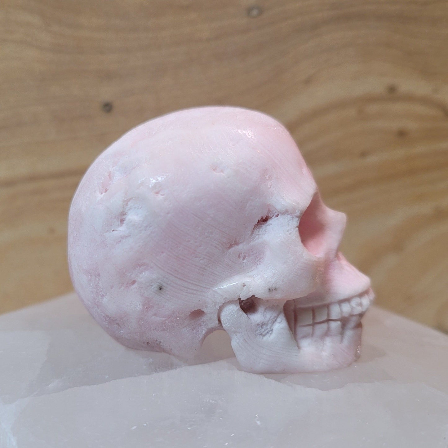 Pink Aragonite 2" Skull