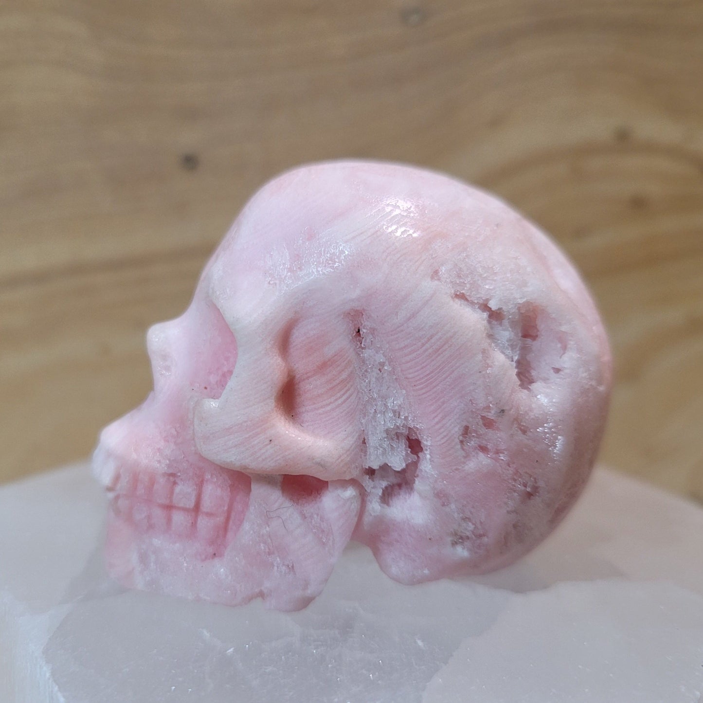 Pink Aragonite 2" Skull