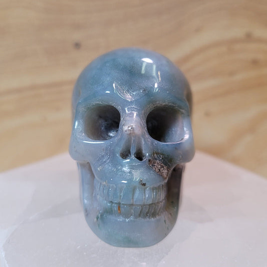 Moss Agate 2" Skull