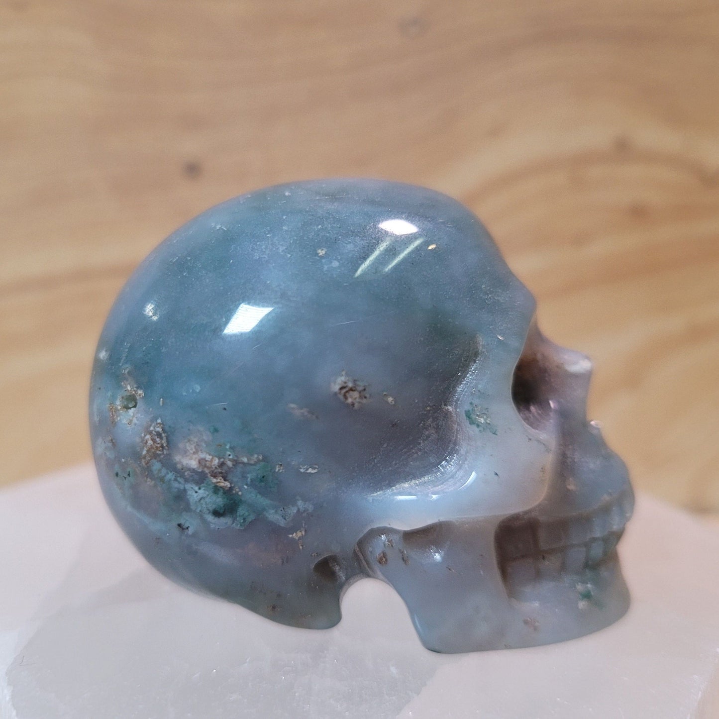 Moss Agate 2" Skull