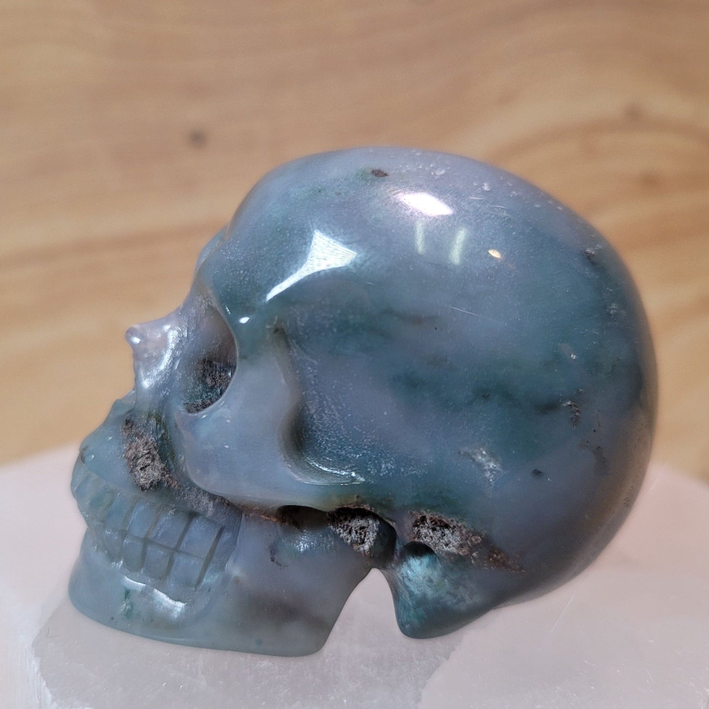 Moss Agate 2" Skull