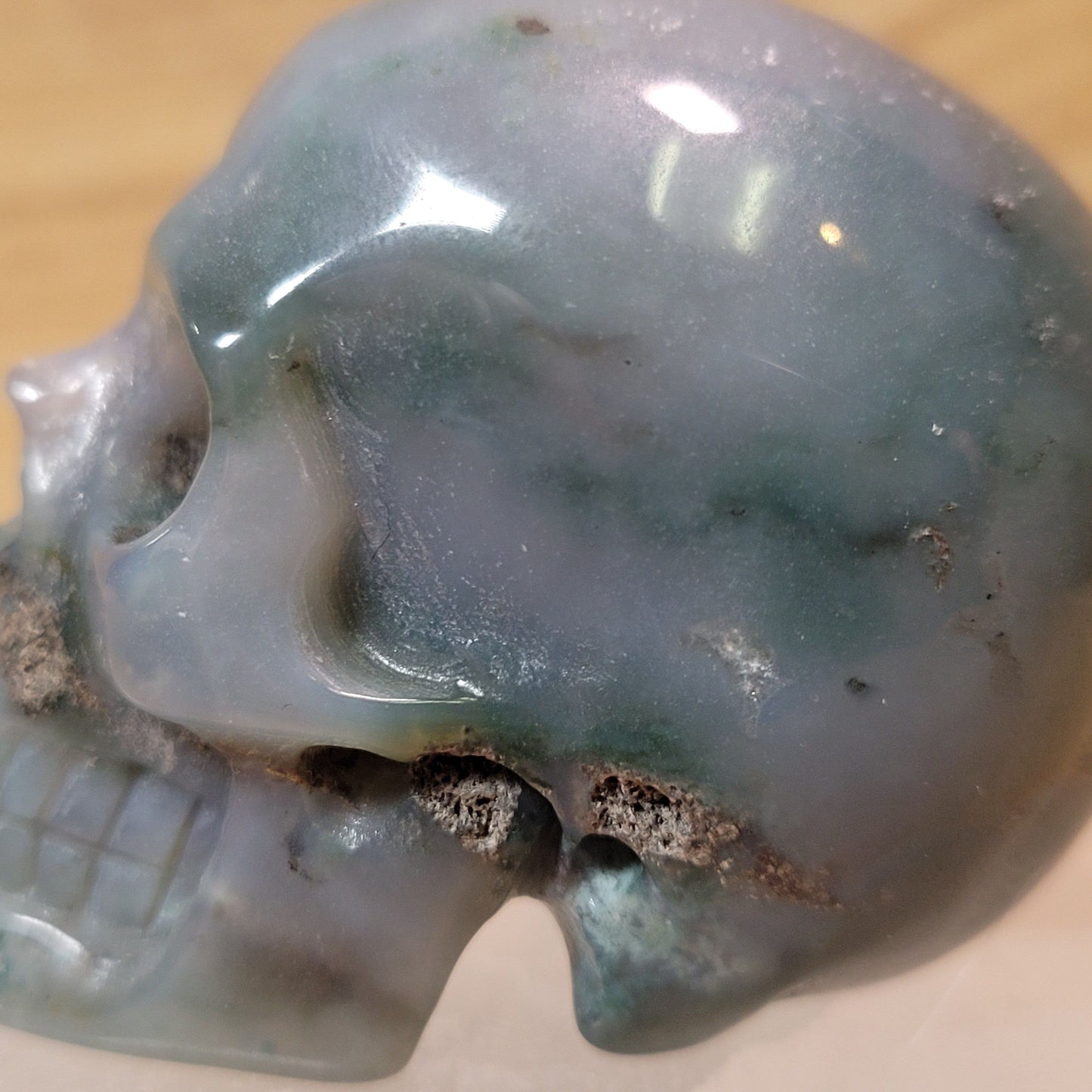 Moss Agate 2" Skull