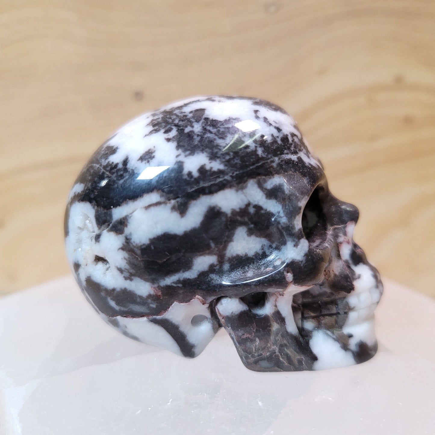 Black Zebra Jasper 2" Skull