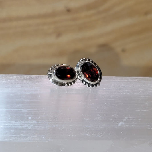 Garnet Sterling Silver Earrings