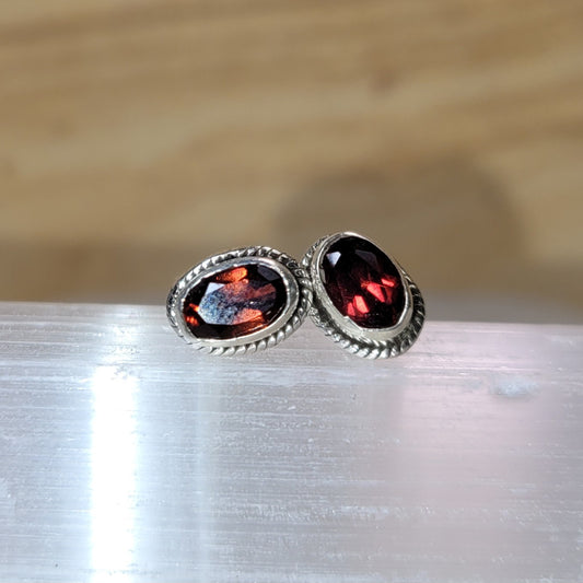 Garnet Sterling Silver Earrings