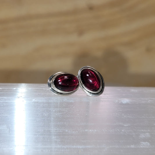 Garnet Sterling Silver Earrings