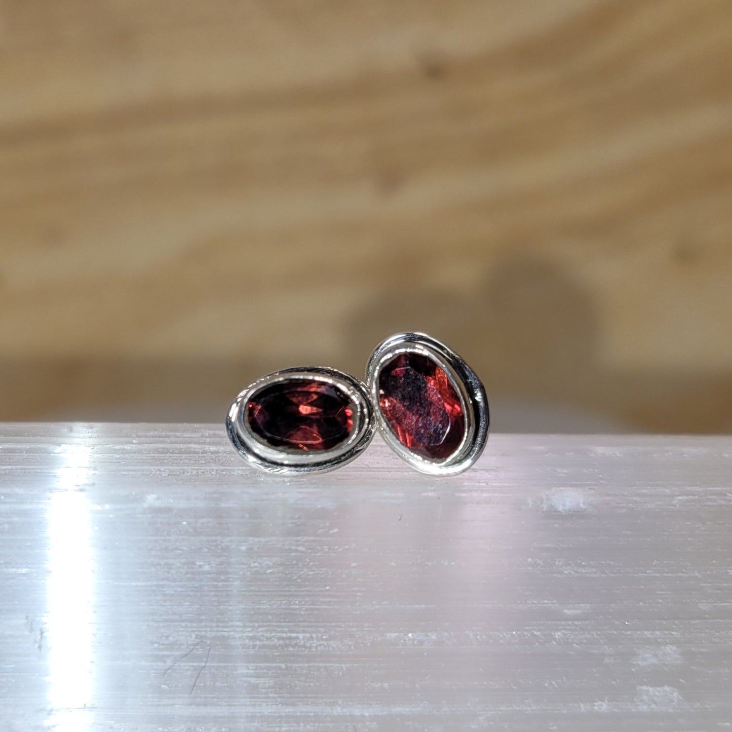 Garnet Sterling Silver Earrings