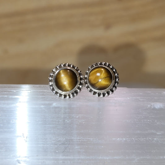 Tiger Eye Sterling Silver Earrings