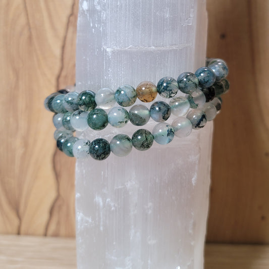 Moss Agate Bracelet - 6mm