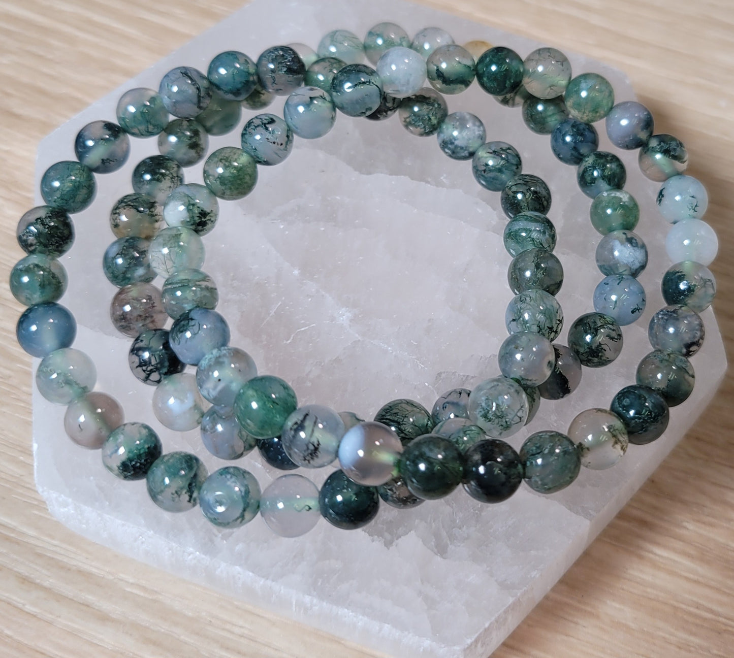 Moss Agate Bracelet - 6mm