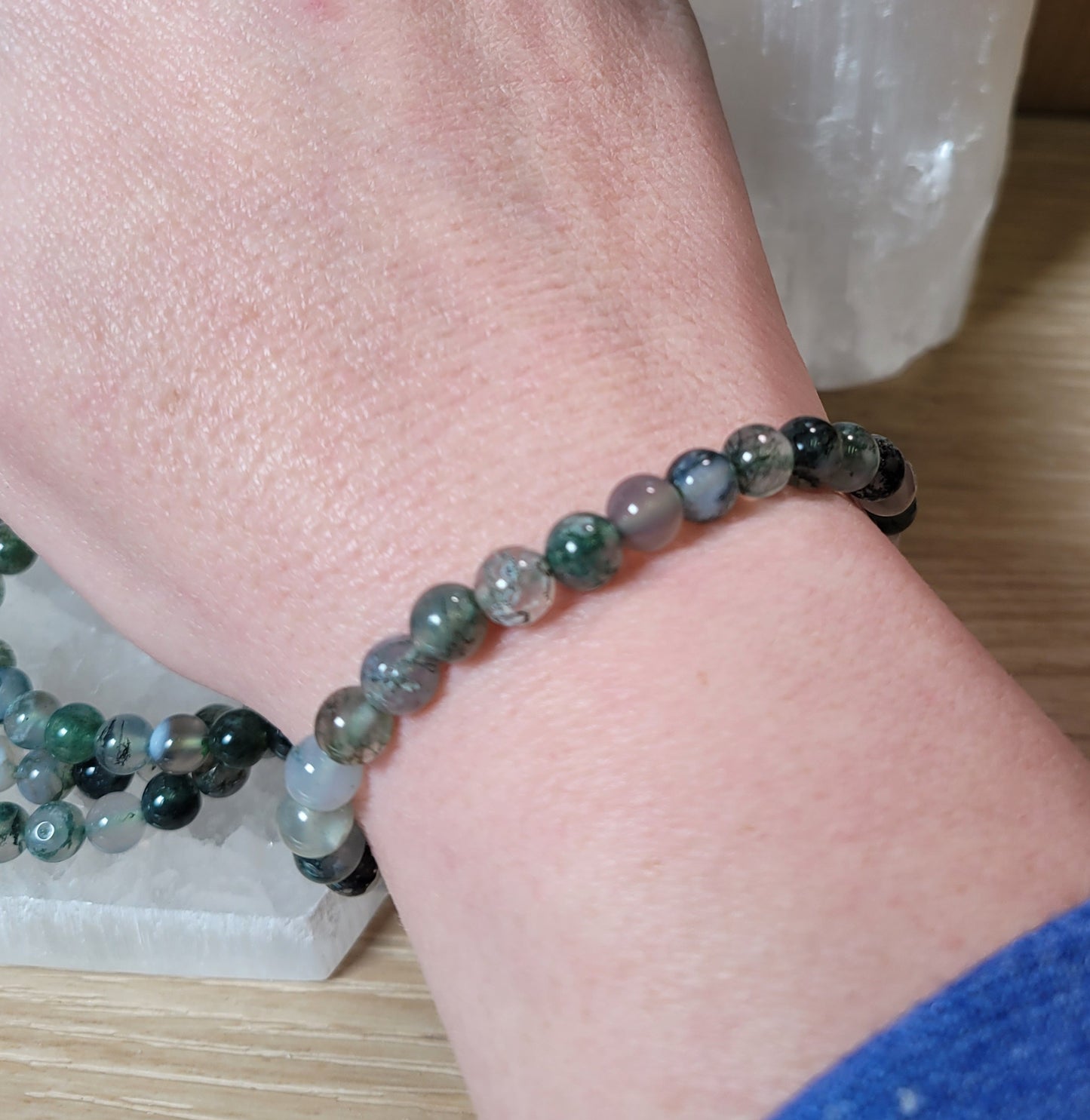 Moss Agate Bracelet - 6mm