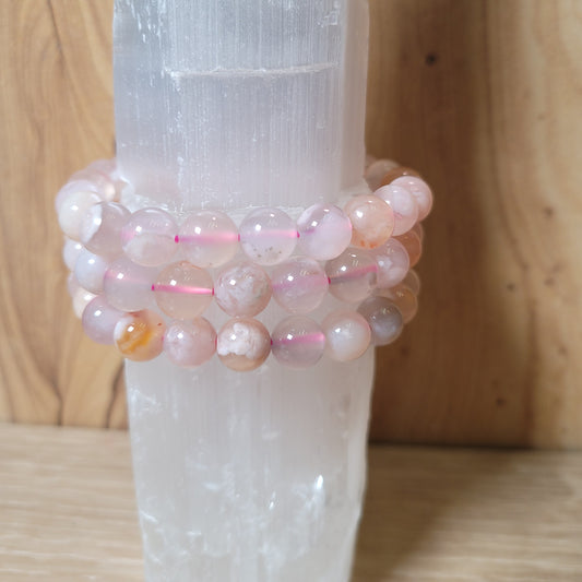 Flower Agate Bracelet - 8mm