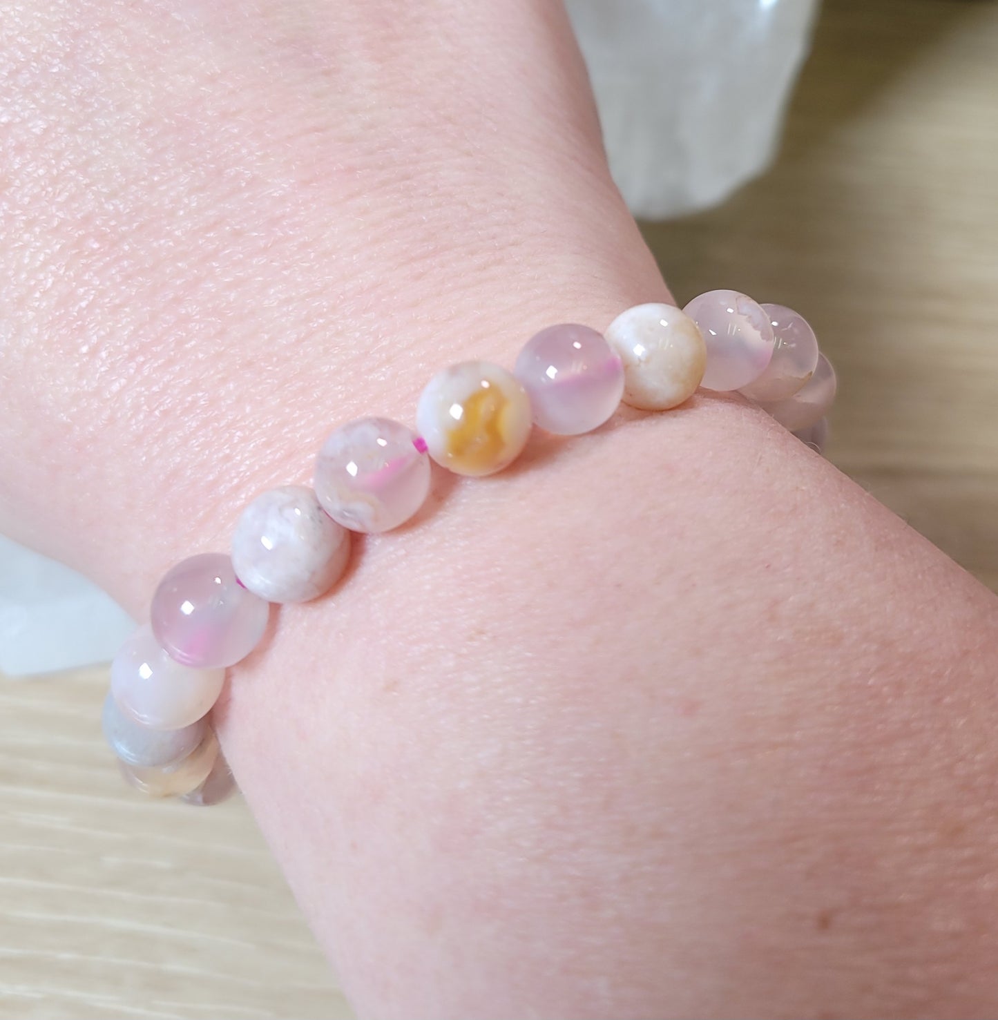 Flower Agate Bracelet - 8mm