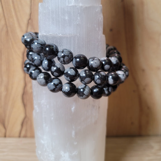 Snowflake Obsidian Bracelet -8mm