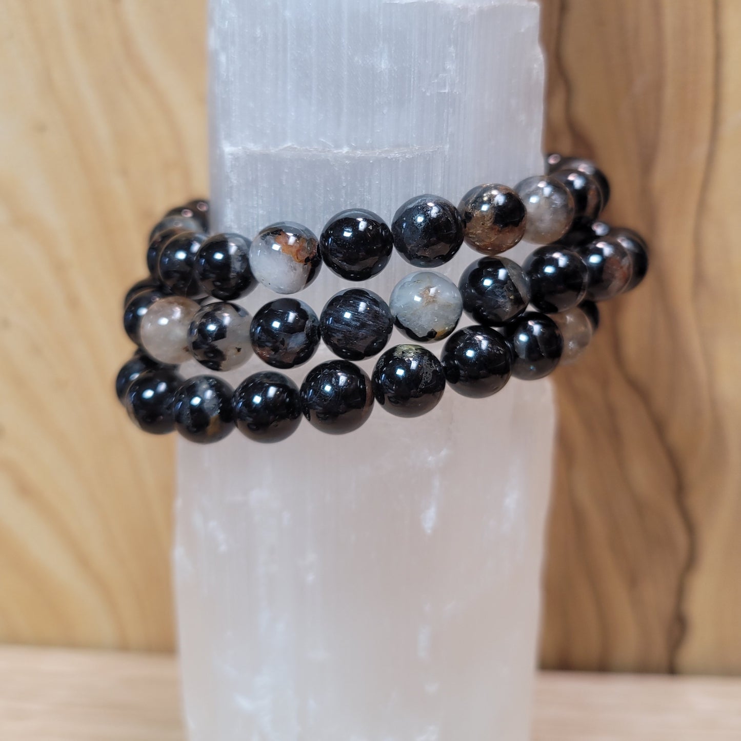 Black Tourmaline with Quartz Bracelet - 8mm