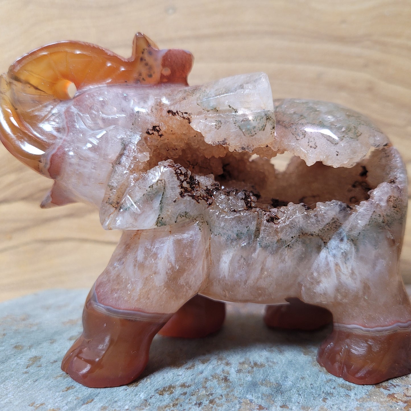 Carnelian & Quartz Elephant