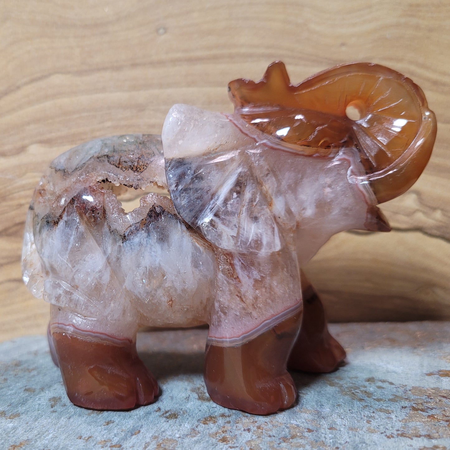 Carnelian & Quartz Elephant