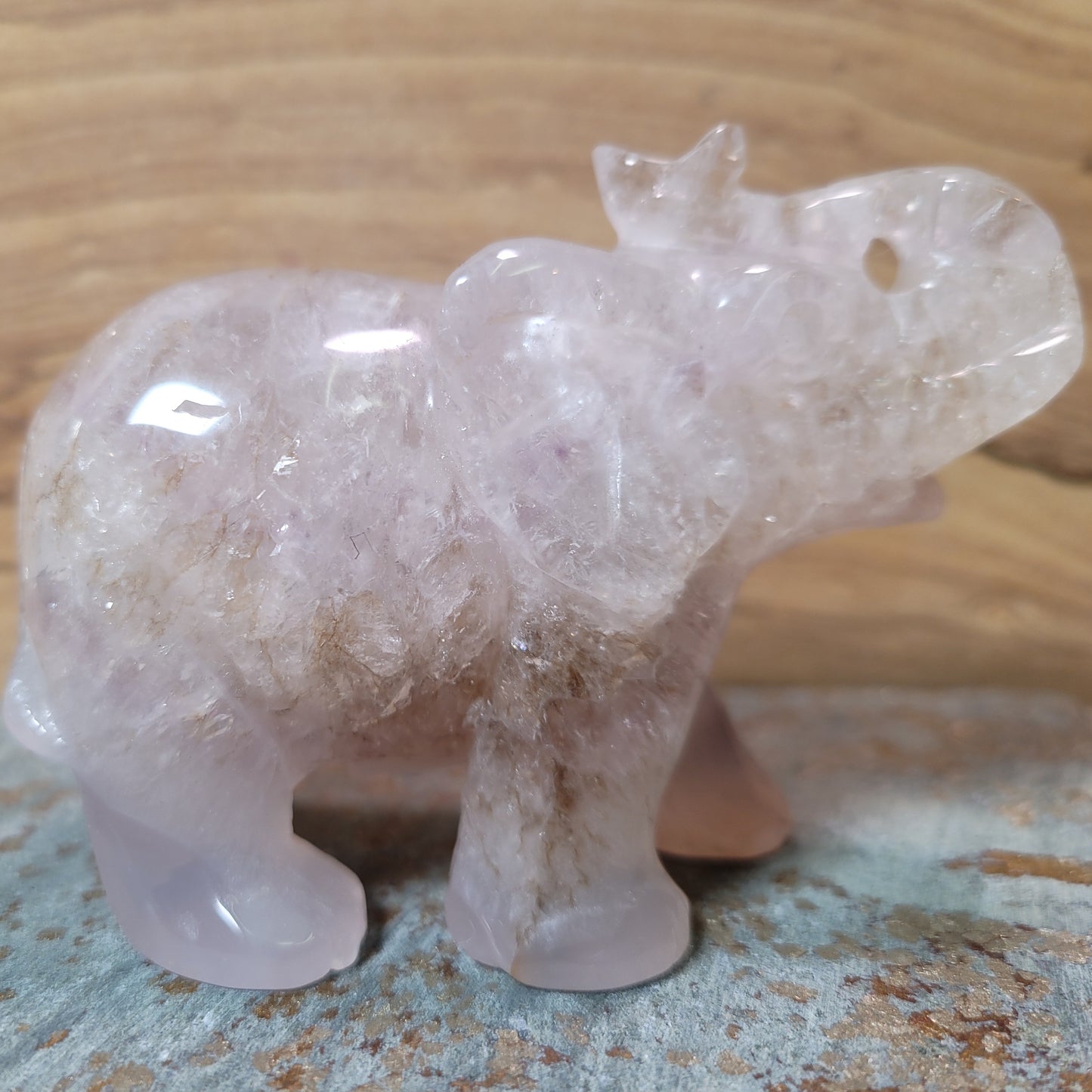 Agate & Quartz Druzy Elephant