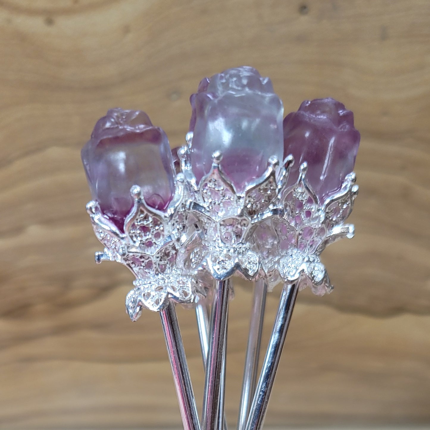 Fluorite Rose Hair Sticks