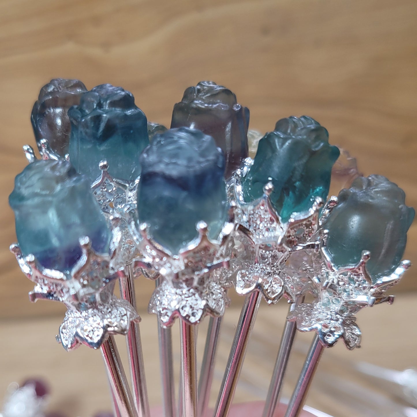 Fluorite Rose Hair Sticks