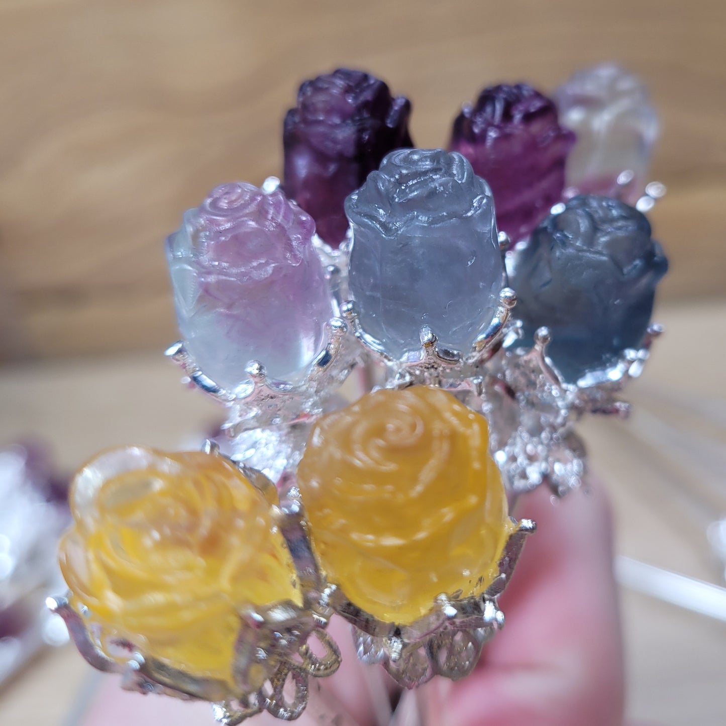 Fluorite Rose Hair Sticks