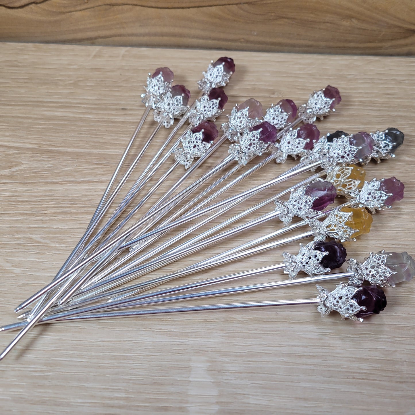 Fluorite Rose Hair Sticks