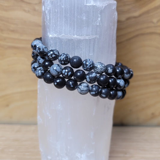 Snowflake Obsidian Bracelet -6mm