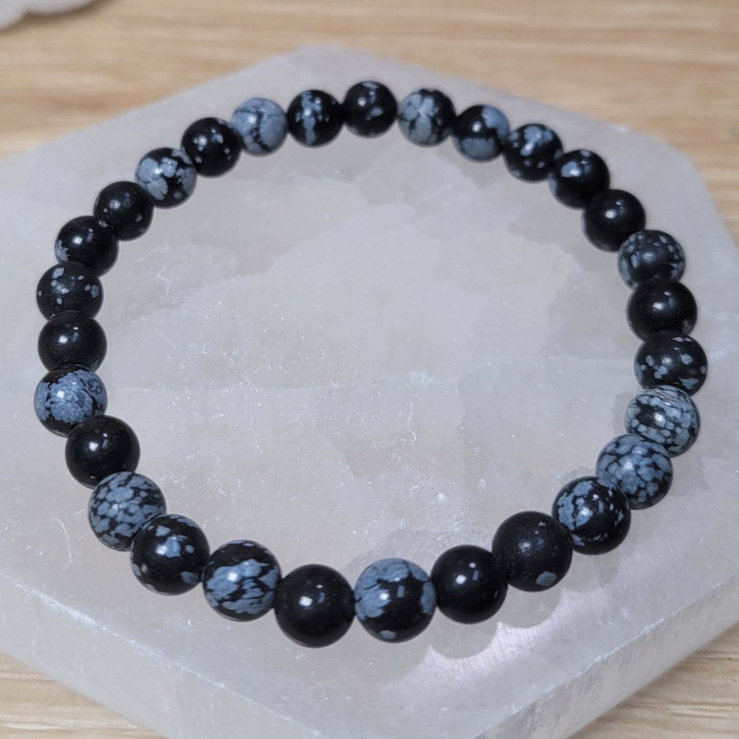 Snowflake Obsidian Bracelet -6mm