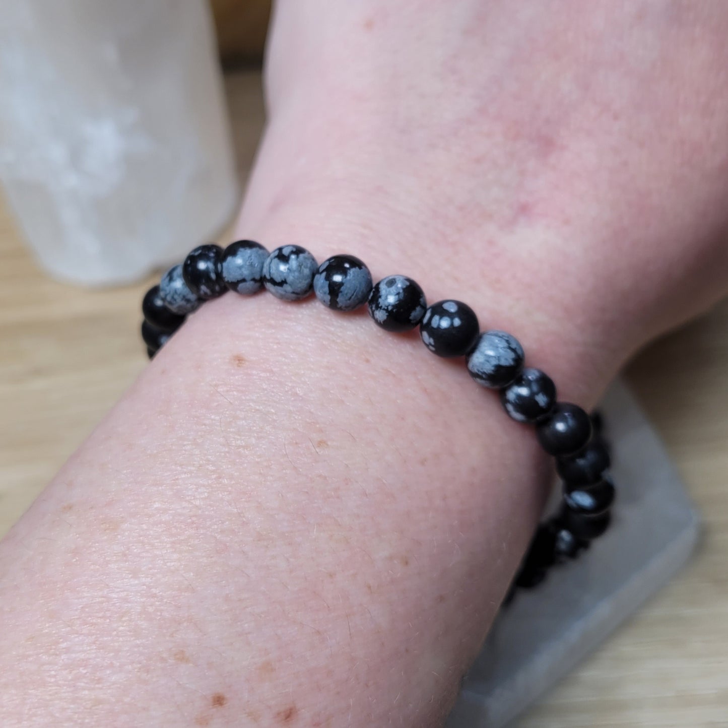 Snowflake Obsidian Bracelet -6mm