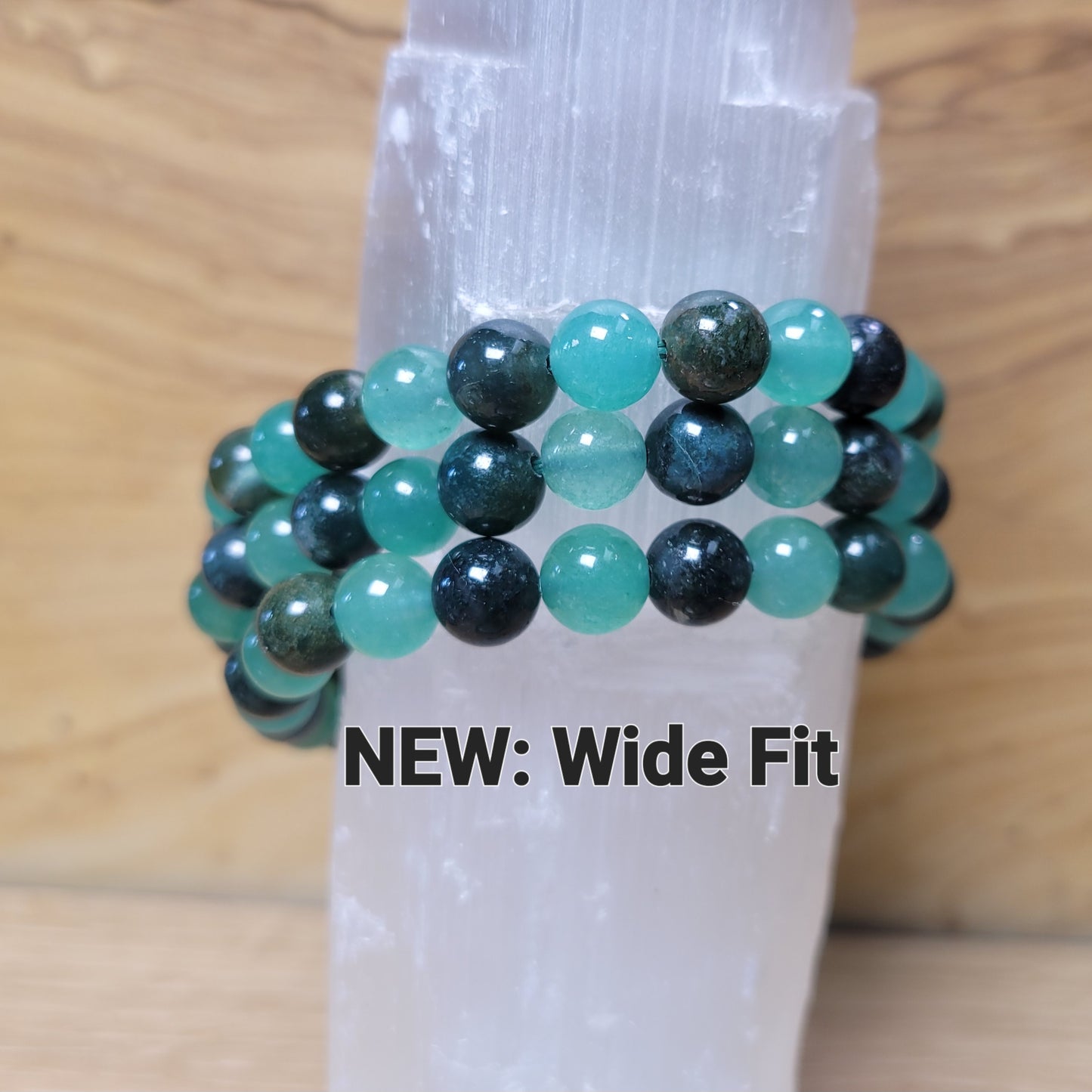 Moss Agate & Green Aventurine (SWT Creation) - 8mm Bracelet