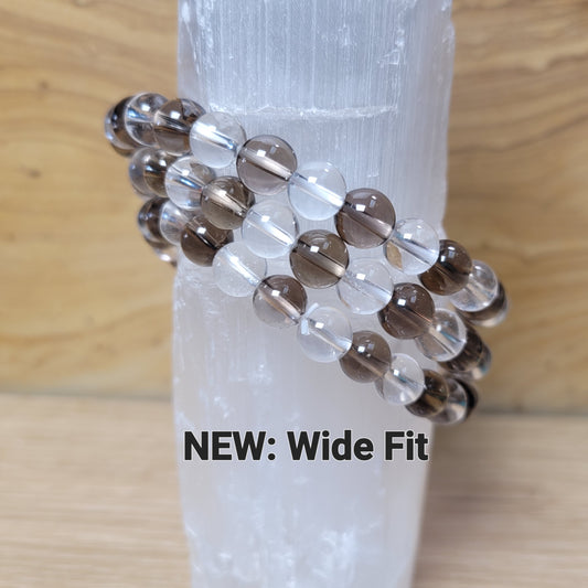 Smoky Quartz & Clear Quartz (SWT Creation) - 8mm Bracelet