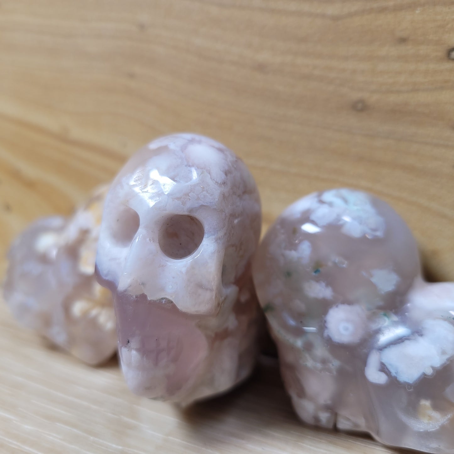 Flower Agate Heart Skull