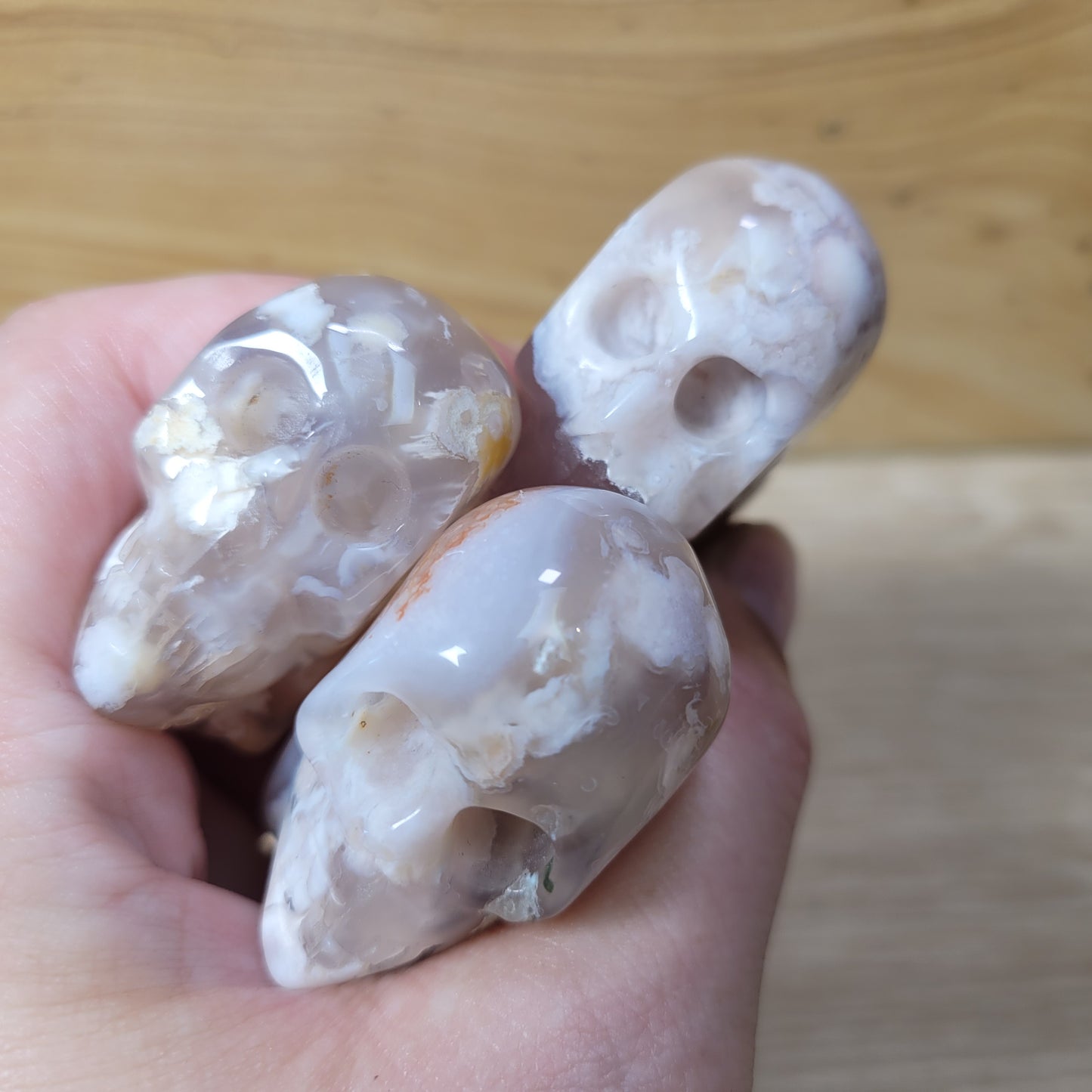 Flower Agate Heart Skull