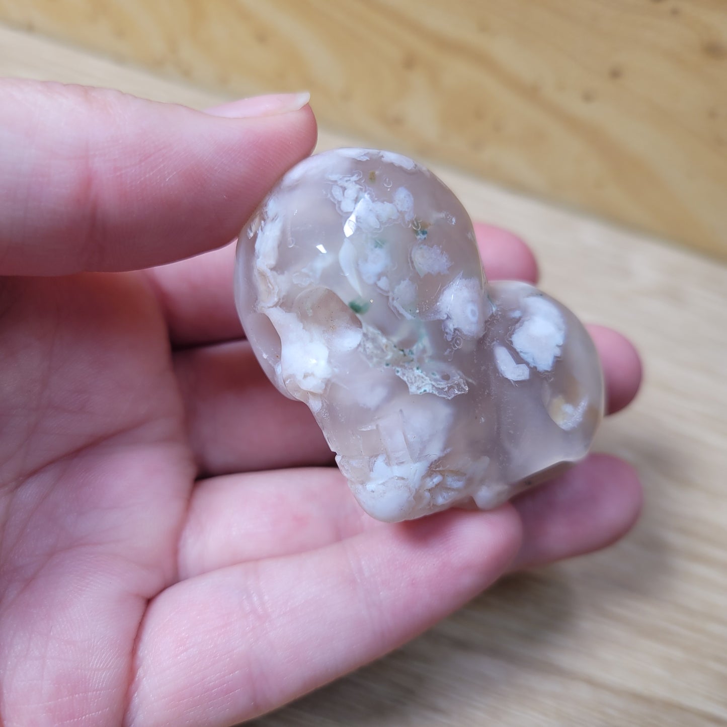 Flower Agate Heart Skull