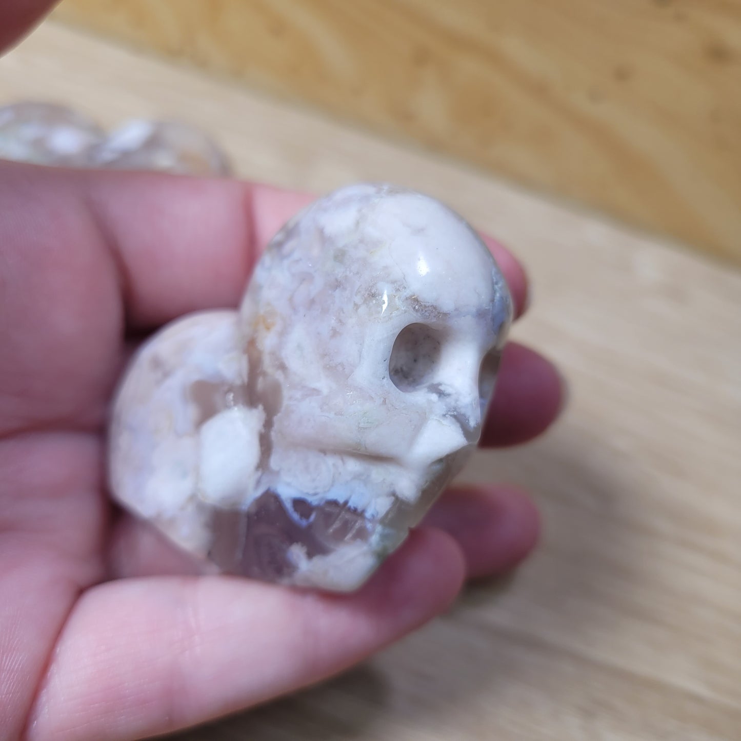 Flower Agate Heart Skull