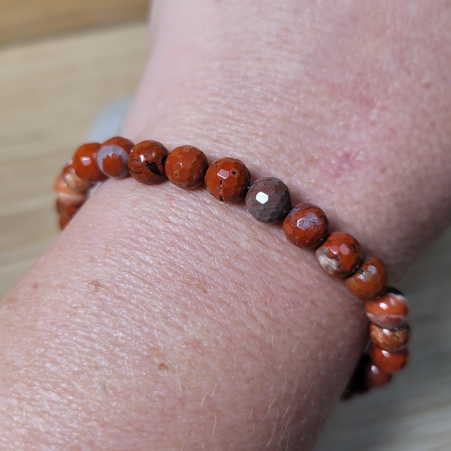 Red Jasper Bracelet (Faceted) - 6mm to 6.5mm