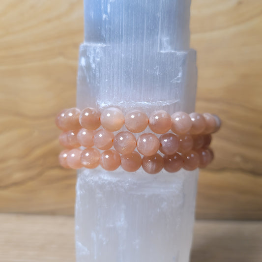 Peach Moonstone Bracelet - 7mm to 8mm